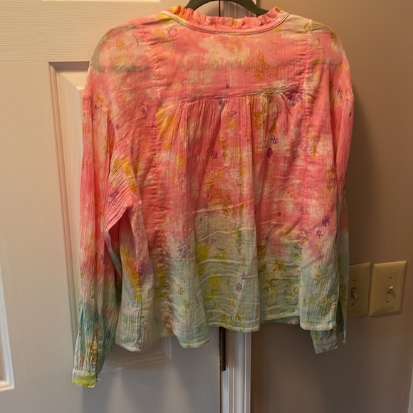 Anthropologie Pilcro Top sz S pink and teal tie dye - Picture 8 of 10